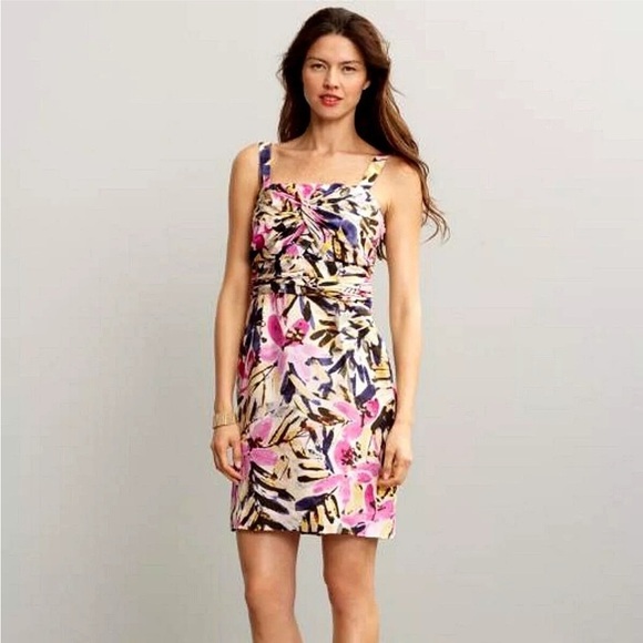 Banana Republic Silk Floral Knotted Strapless Convertible Dress Size 8 - Picture 2 of 11